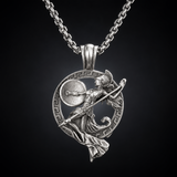 Athena Greek Goddess Pendant Necklace, Vintage Pure Tin Men’s Necklace