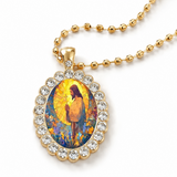 Floral Framed Jesus Pendant Necklace