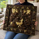Krippe Holz geschnitzte Plakette, natürliche Buche Massivholz Religiöses Geschenk, Christliches Weihnachts geschenk