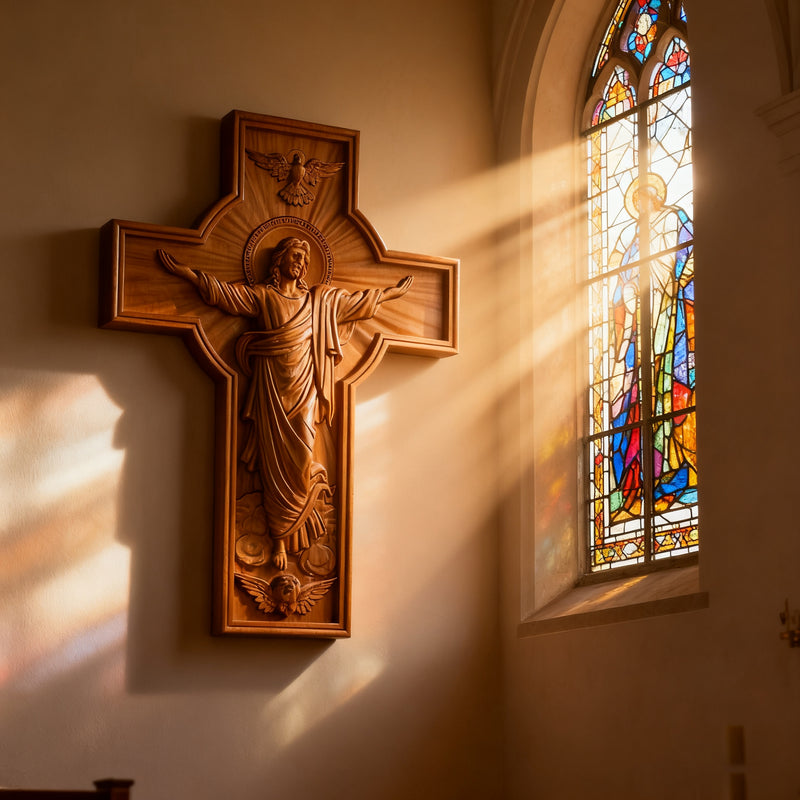 BGCOPPER Himmelfahrt Jesu Holzschnitzerei Kreuz-Die besten Geschenke für Ostern