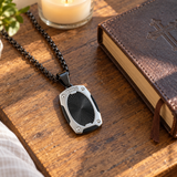 Radiant Shield Pendant Necklace – Titanium Steel Faith-Inspired Men's Necklac