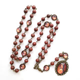 Natural Sesame Stone Beads Vintage Alloy Mary Prayer Beads - BGCOPPER