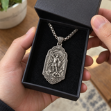 Saint Michael the Archangel 925 Sterling Silver Pendant Necklace—Christian Medal Featuring Sword and Shield Motifs