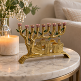 Golden Jerusalem 9-Branch Menorah: Light That Ties to the Holy City