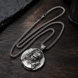 Crown of Thorns Jesus Double‑Sided Medallion Necklace, Stainless Steel Sacred Heart Pendant for Men Product Parameters