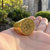 Vintage Titanium Seven Archangel Signet Ring - Amulet Against Evil Eyes, Curses, Spells