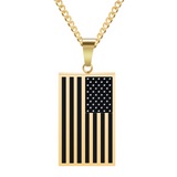 🇺🇸 American Flag Dog Tag Pendant Necklace