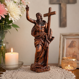 “He Is Risen” — Hand-Carved Boxwood Jesus Resurrection Statue | Symbol of Hope, Faith & New Life