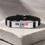 USA 250 Years of Independence Patriotic Flag Silicone Bracelet
