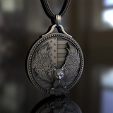 American Eagle G.I. Badge Commemorative Coin Pure Pewter Pendant Necklace