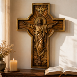 The Ascension Cross - Hand-Carved Jesus Crucifix with Holy Spirit Dove