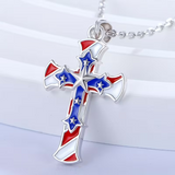 🇺🇸 American Flag Cross Necklace – Faith & Patriotism United