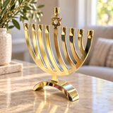 Blue & Silver Hanukkah Menorah – Star of David Candle Holder