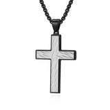 Diagonal Line Textured Cross Necklace – Minimalist Faith, Bold Contrast