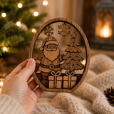 3D Layered Wooden Santa Christmas Ornament