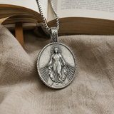 Pure Tin Miraculous Medal Virgin Mary Necklace