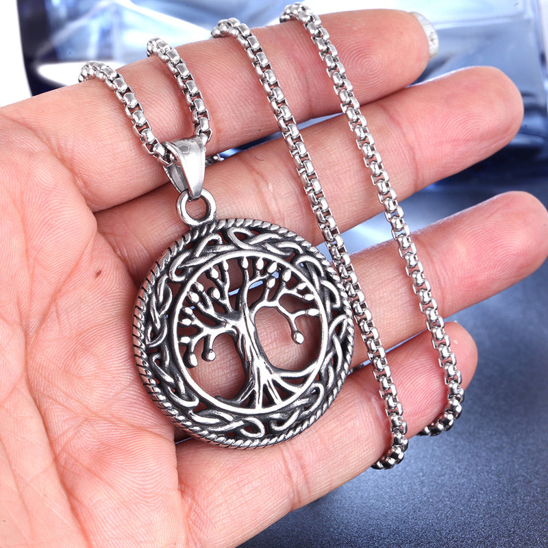 Baum des Lebens Halskette Anhänger Edelstahl Schutz Lucky Talisman Keltischer Schmuck für Männer Frauen