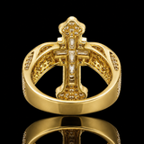 Christian Cross Statement Ring with 5A+ Cubic Zirconia – Silver & 14K Gold Plated - product view