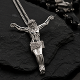 Large Iced Jesus Christ Crucifix Pendant Necklace, 316L Stainless Steel Gold Silver Plated 3D Jesus Figure Necklace for Men Hip Hop Religious Jewelry