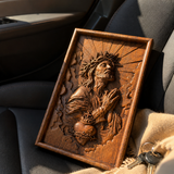 Hand-Carved Sacred Heart of Jesus Beech Wood Plaque – A Quiet Reminder of Christ’s Mercy at Home