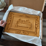 Hand-Carved Boxwood Last Supper Wall Art – Jesus & 12 Apostles Christian Relief Sculpture