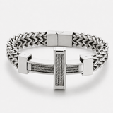 Men’s Stainless Steel Cross Chain Bracelet – Bold Christian Faith & Strength Jewelry