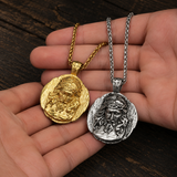 Crown of Thorns Jesus Double‑Sided Medallion Necklace, Stainless Steel Sacred Heart Pendant for Men Product Parameters