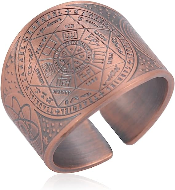 Amaxer Seven Archangels Ring for Men Stainless Steel The Seal Of Solomon Tetragrammaton Archangels Protection Ring Statement Band for Men Women