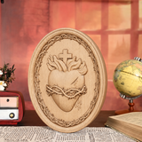 Sacred Family Three Sacred Hearts Wall Decoration Wood Sculpture