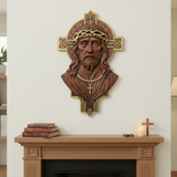 Jesus Christ Wood Carving: Crown of Thorns and Cruciform Halo | Sacred Home Blessing