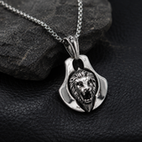 Men’s 3D Lion Head Shield Stainless Steel Vintage Necklace