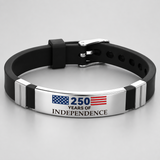 USA 250 Years of Independence Patriotic Flag Silicone Bracelet