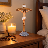 Jesus Christ Crucifix Statue – 11.4" Standing Christian Cross for Prayer, Home Décor & Meaningful Faith Gifts