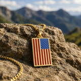 🇺🇸 American Flag Dog Tag Pendant Necklace