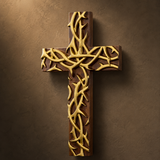 Hand-Carved Beechwood Crown of Thorns Wall Cross