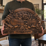 Hand-Carved Beechwood Noah’s Ark Wall Art – God Keeps His Promises (Genesis 9:13) | Christian Home Decor