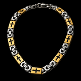 Men’s Christian Cross Link Necklace & Bracelet – 316L Titanium Steel Faith Jewelry
