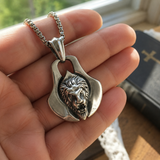 Men’s 3D Lion Head Shield Stainless Steel Vintage Necklace