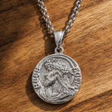 Jesus Thorn Crown Coin Necklace, 316L Titanium Steel Men Pendant