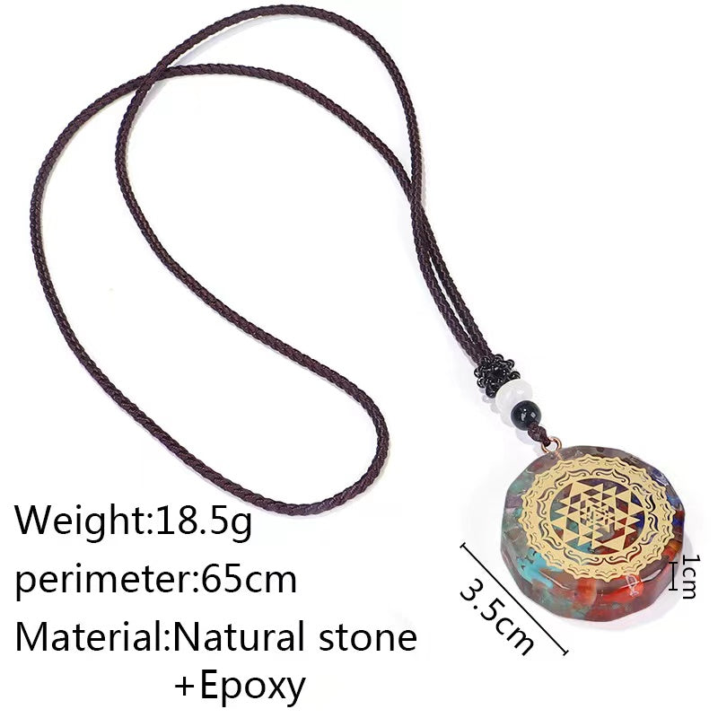 Orgonite Pendant Om Symbol Luminous Necklace Chakra Healing Energy Necklace Meditation Jewelry 1.38 inch