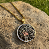 Vintage 3D Enamel Crown of Thorns Jesus Face Medallion Stainless Steel Necklace - side view