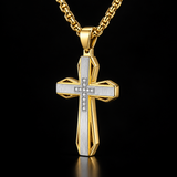 Brushed & Faceted Titanium Steel Cross Necklace – Modern Faith, Bold Devotion