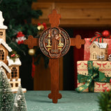 St. Benedict's Exorcism Medal Crucifixion Wooden Wall Decoration