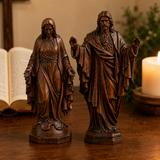 Hand Carved Sacred Heart of Jesus Virgin Mary Wooden Tabletop Ornament