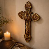 Hand-Carved Beechwood Our Lady of Guadalupe Wall Cross – Catholic Christian Home Décor