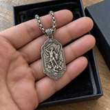 Saint Michael the Archangel 925 Sterling Silver Pendant Necklace—Christian Medal Featuring Sword and Shield Motifs