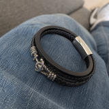 Anchor Leather Braided Bracelet