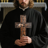 BGCOPPER Savior Jesus Cross - Carved from Natural Wood