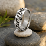 Men’s Faith Spinner Chain Ring – 8mm Titanium Steel Rotating Christian Band