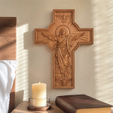 The Ascension Cross - Hand-Carved Jesus Crucifix with Holy Spirit Dove